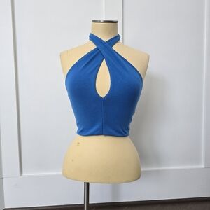 Zara Blue Halter Crop Top